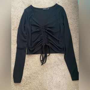 black scrunched long sleeve
